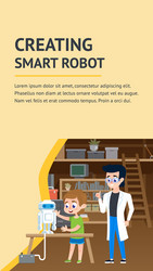 creating smart robot diy workshop flat landing vector