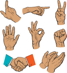 Hands Gesture Set – Pointing, Clapping, OK vector image