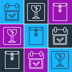 set line calendar with check mark envelope vector image