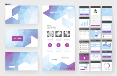 website design template and interface elements vector image