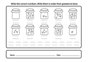 write the correct numbers color picture vector