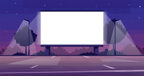 Drive in cinema screen semi flat vector