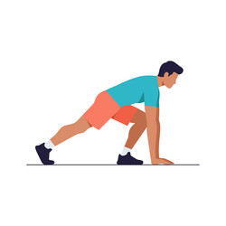 man in starting position for running exercise vector image