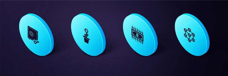 set isometric blockchain technology vector image