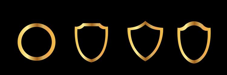 Set of gold shields icons isolated vector