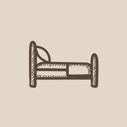Bed with pillows hand drawn sketch icon Royalty Free Vector