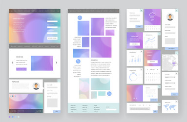 website template design with interface elements vector image