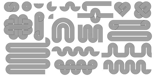 abstract shapes with line pattern retro vector image