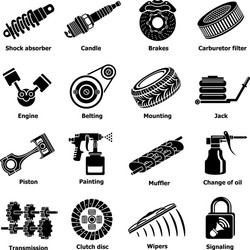 Car repair parts icons set simple style vector