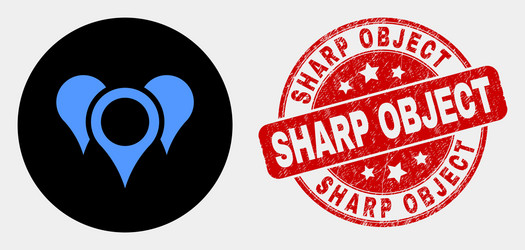 map pointers icon and distress sharp object vector image