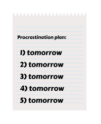 paper with to do list and procrastination vector