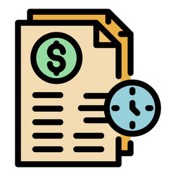 Papers money time icon color outline vector