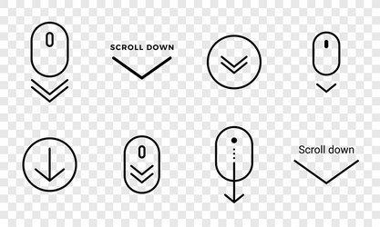 scroll down icon scrolling symbol for web design vector image