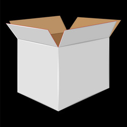 white cardboard open box side view package design vector image