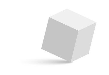 white cube 3d abstract box with shadow geometric vector image