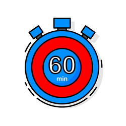 60 minutes left timer clock stopwatch isolated vector image
