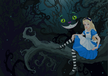 Alice in Wonderland Forest Vector Image