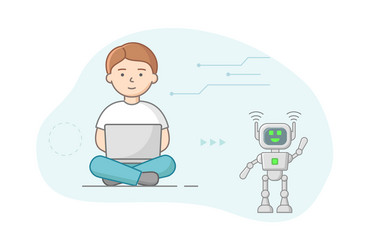 concept of robotics man coding and set robot vector image