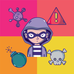 hacker with virus cartoons vector image