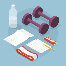 Isometric fitness equipment vector