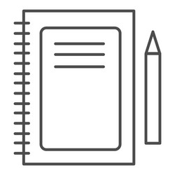 notebook thin line icon notepad and pen vector image