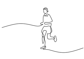 one continuous single line of man jogging vector