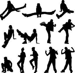 Sporty Girls Silhouette Collection Vector Image