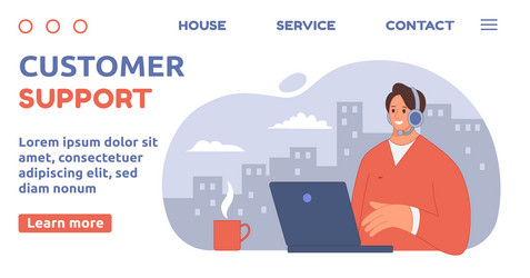 Customer service web support landing contact Vector Image