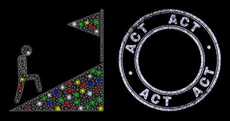 scratched act stamp seal and shiny net goal vector image