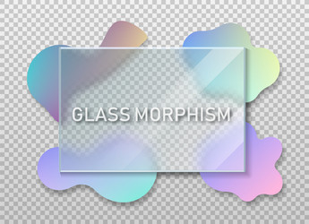 Transparent glass square card design realistic vector