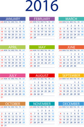 2016 calendar simple design date template month vector image