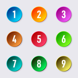 colourful 3d web buttons with white numbers vector image