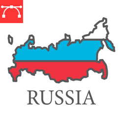 map russia color line icon country vector