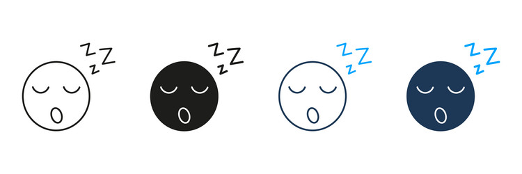 sleeping face with zzz line and silhouette icon vector image