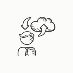 cloud computing sketch icon vector image
