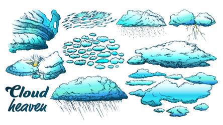 clouds in different weather set color vector