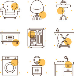 isolated home block and line style icon set vector image