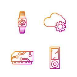 set line music player ram random access memory vector image