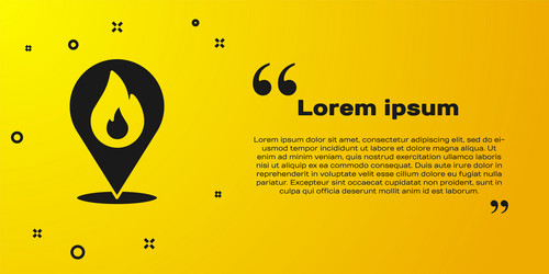 black map pointer with fire flame icon isolated vector image