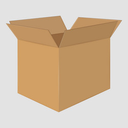 cardboard open box side view package design vector