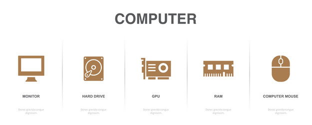 Monitor hard drive gpu ram computer mouse vector