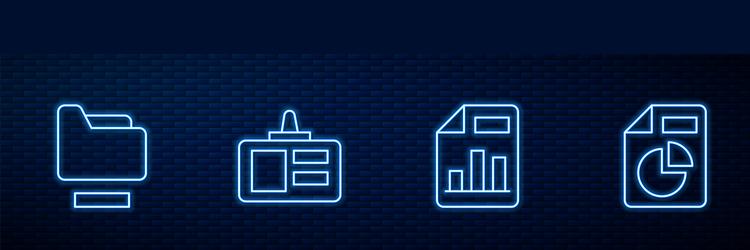 set line document with graph chart folder vector image