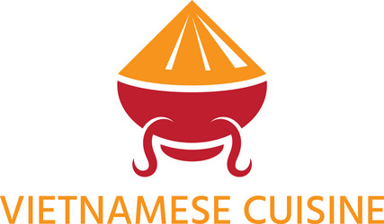 Vietnamese cuisine with hat and bowl abstract vector