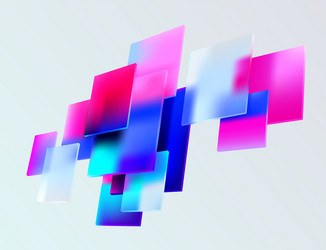 3d color squares and rectangles in glass morphism vector image