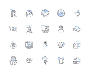 broadcasting line icons collection transmission vector