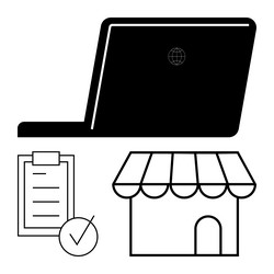 digital storefront with checklist and laptop vector image