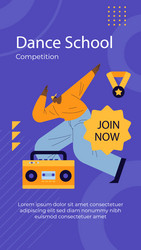 Flat design dance school post stories Royalty Free Vector