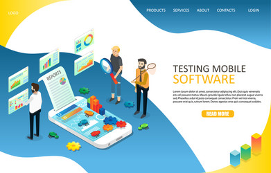 Mobile App Testing Website - Isometric vector image