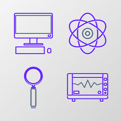 set line computer monitor with cardiogram vector image