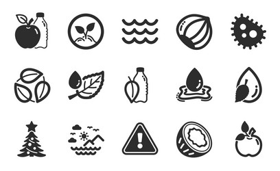 Waves apple and startup icons set water drop vector